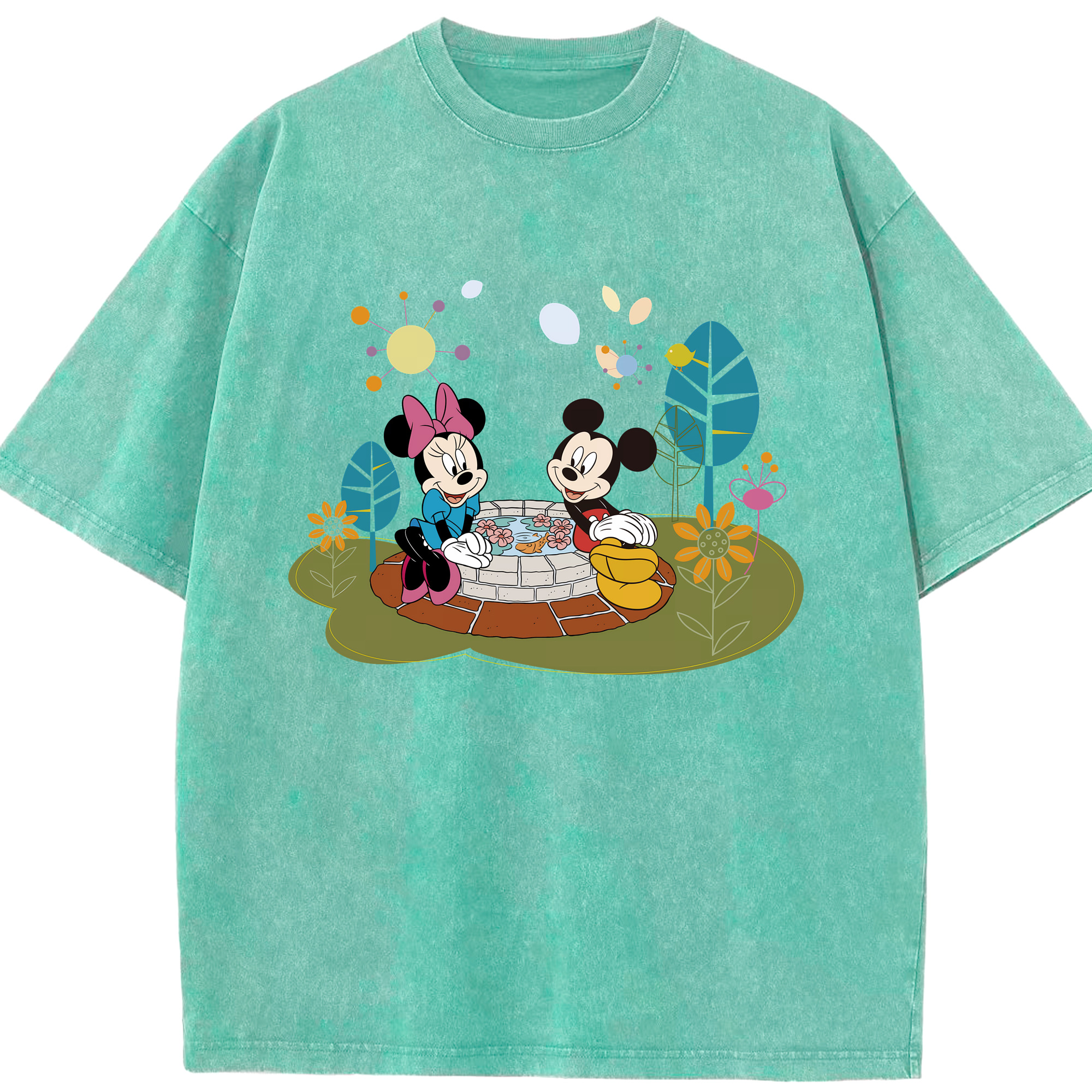（画像用） ミッキーマウス Mickey Mouse 綿100% ヴィンテージ風 半袖Tシャツ（フロントプリント）